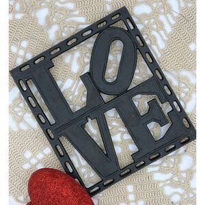 Vintage Metal LOVE Kitchen Trivet Hot Pad Valentine's Day Decor